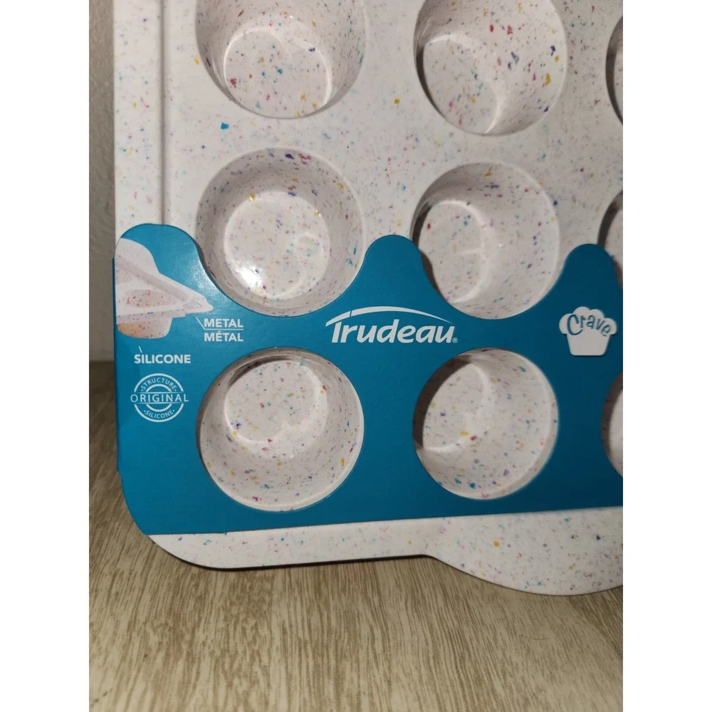 Trudeau Silicone 24 Count Mini Muffin Pan, Multi-Color Confetti, Dishwasher Safe